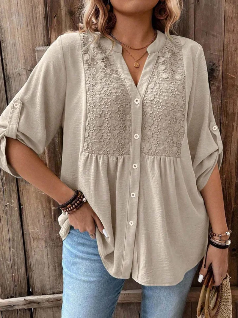 Halina - Soft-Touch V-Neck Blouse