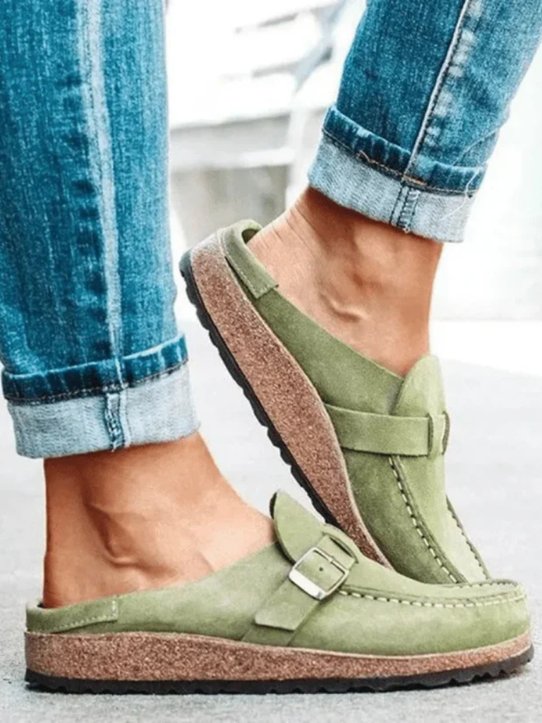 Valencia – Suede Buckle Comfort Clogs